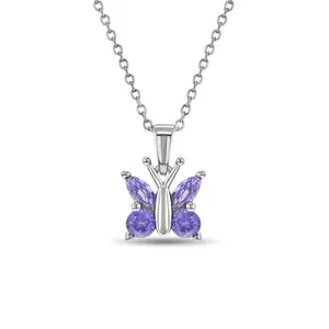 CZ Butterfly Kids / Children's / Girls Pendant/Necklace - Sterling Silver