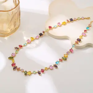 Dopamine Candy Necklace for Women 18K Gold Plated Mood Boosting Jewelry Y2K Energy Beaded Necklace Thoughtful Gift for Girlfriend BFF Her Jewelry For Blackfriday Christmas