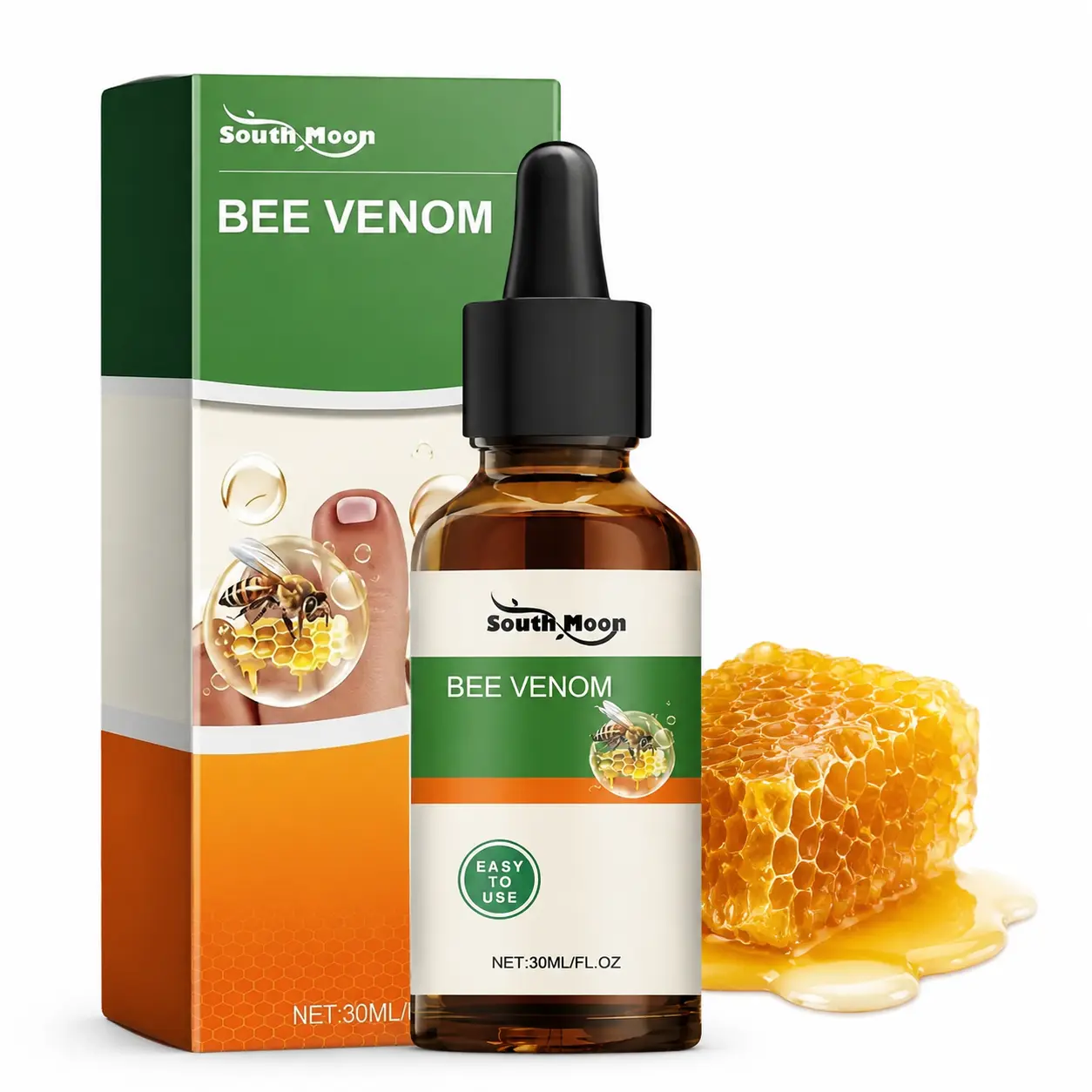 Upgraded Extra Strength Nail Growth Serum - Gentle Hypoallergenic Ginger Bee Venom Formula with Hyaluronic Acid, For Thick, Discolored, Damaged Light Beige Nails, Strengthens with Visible Effects With Consistent Use, Nail Care Liquid