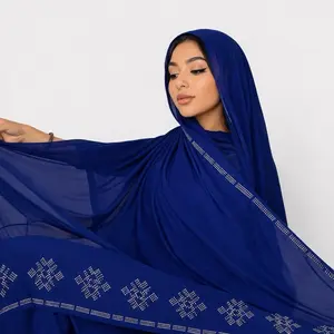 1pc Women's Popular Crystal Solid Color Knitted Headscarf Shawl, Soft Hijab Scarf, Casual Long Scarf, Conservative Solid Color Headscarf Suitable For Daily Wear