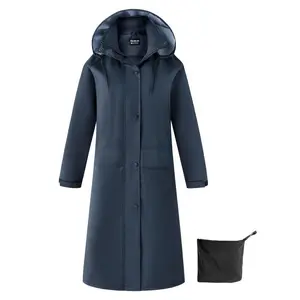 Women's Rain Coat Waterproof with Hood Long Raincoat Lightweight Rain Jacket