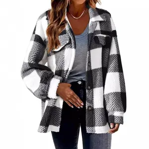 Flannels for Women Cropped Shacket Jacket Fashion Plaid Button Down Shirt 2025 Fall Coat Tops