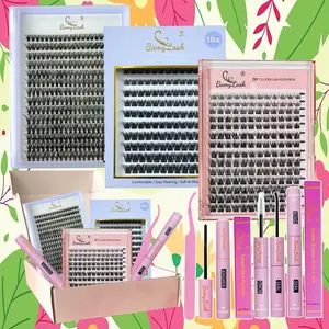 Natural Look DIY Eyelash Extensions Kit, 3 Boxes Individual False Eyelashes with Glue & Tweezers, False Eyelashes Set, Professional Eye Makeup Accessories for Women, Cosmetic