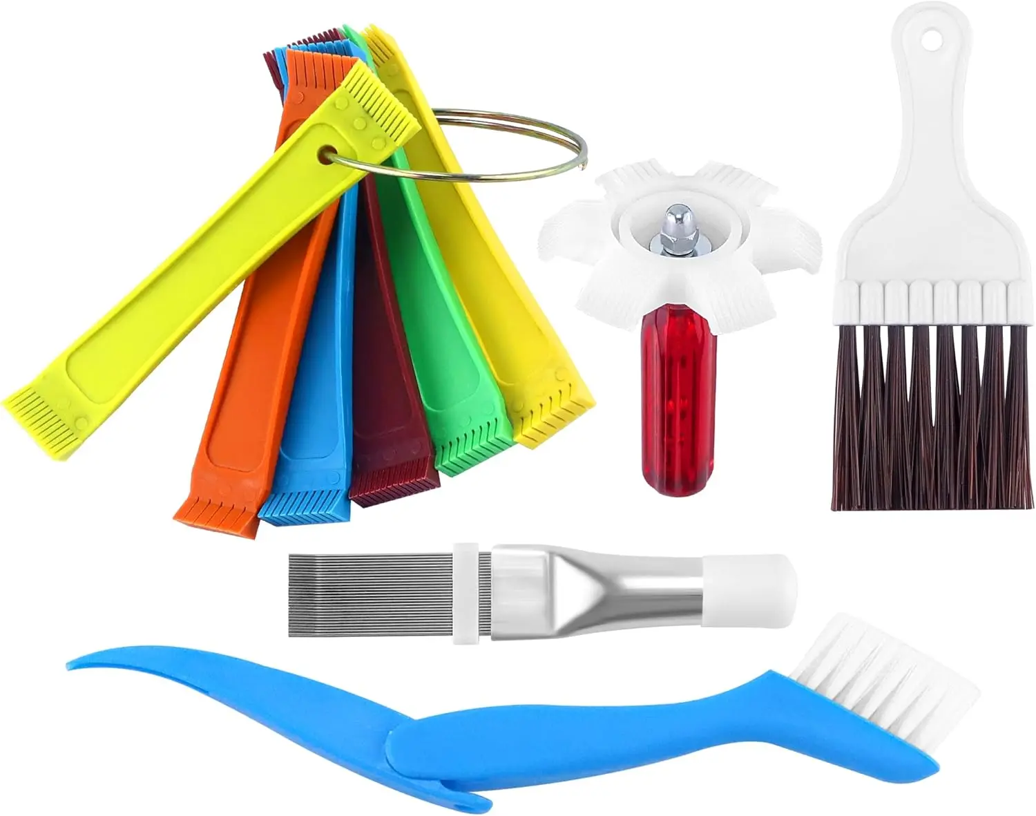 5 PCS Air Conditioner Fin Cleaner Set Include 3 Different Air Conditioner Condenser Fin Comb and 2 Different Condenser Fin Comb Brush