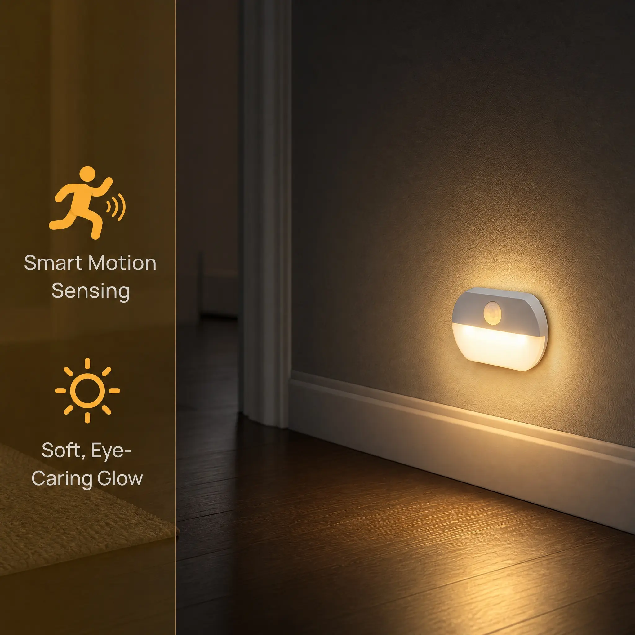 1 Pack Motion Sensor Stair Light for Indoor, Battery Operated Closet Lights, Wireless Stick on Anywhere Hallway Lamp, 40 Lumen 3000K Portable Led Night Lamps for Bedroom Under Cabinet Kitchen