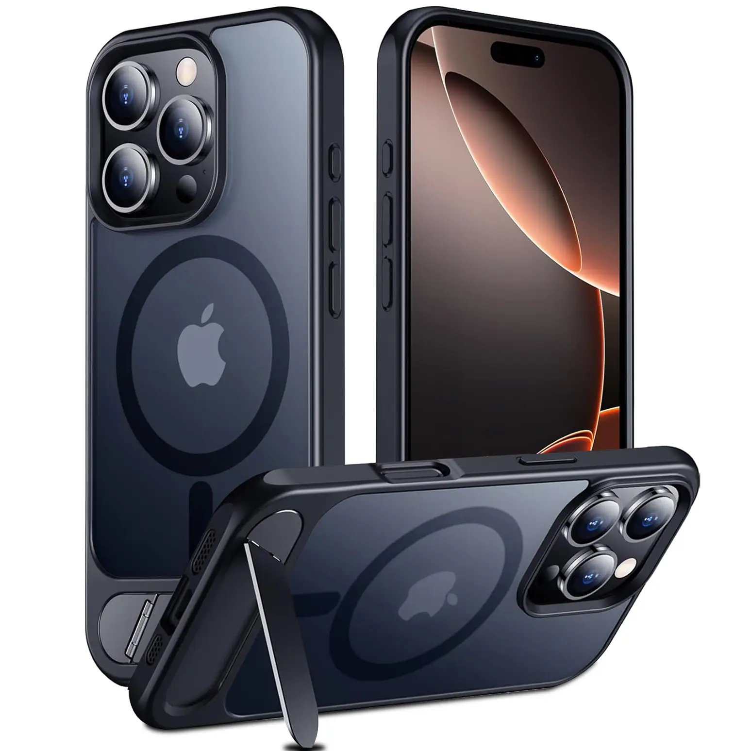 For Apple iPhone 17 Air 16 15 14 Plus 13 Pro Max Shockproof Kickstand Magnetic Case Compatible With MagSafe Heavy Duty Bumper Translucent Matt Slim Co