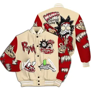 Varsity Jacket to Match Dunk Low Strawberry Waffle – Wubba Rick Drip All-Over Print