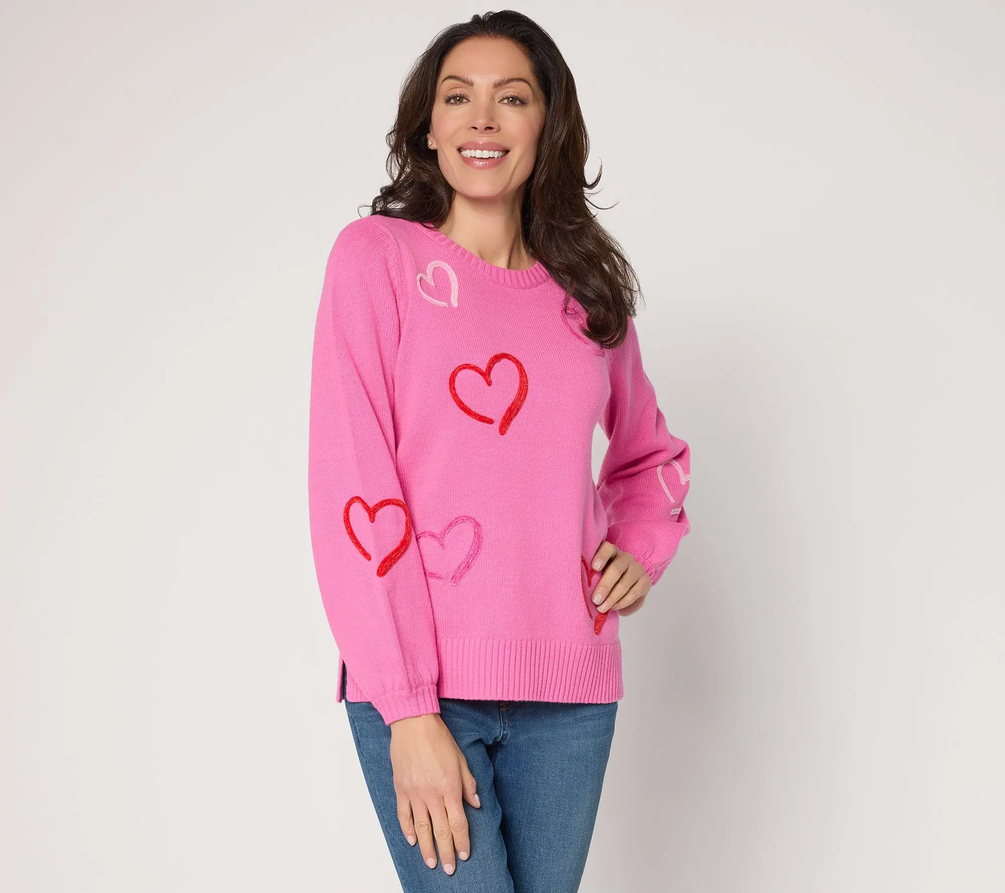 Belle by Kim Gravel Take Heart Chenille Trim Sweater