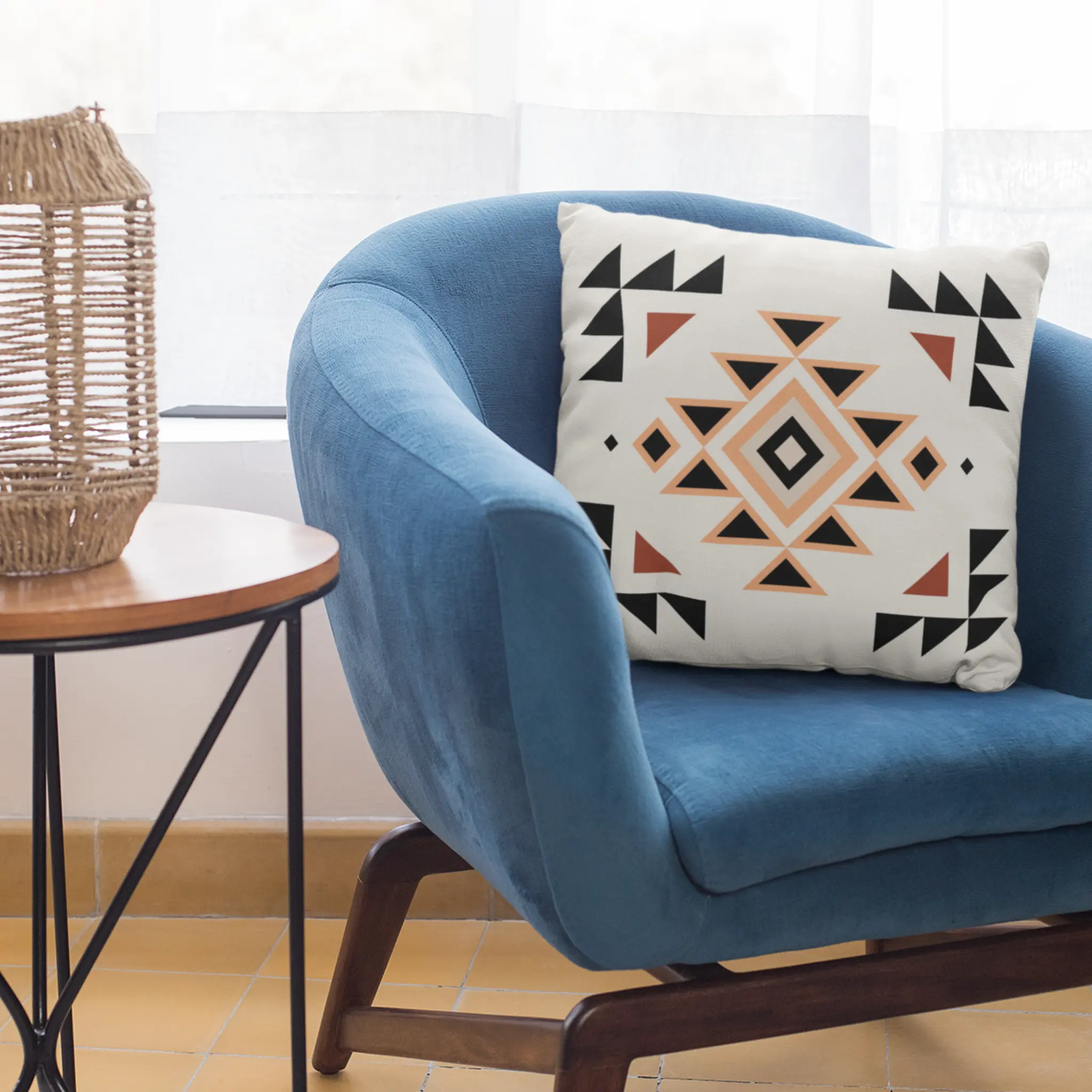 Western Throw Pillow, Native, Tribal, Southwestern Home Decor, Canvas Throw, Waterproof Pillow