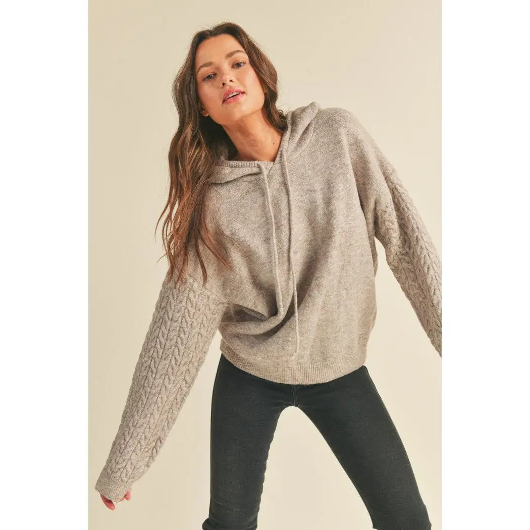 &Merci Two Tone Mocha Hoodie Sweater
