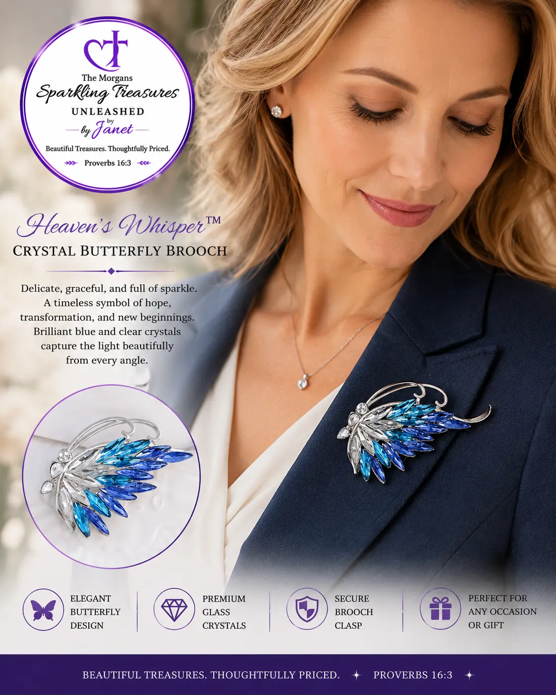 Heaven's Whisper™ Crystal Butterfly Brooch