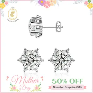 EOM Moissanite 0.5ct-3ct Ice Crystal Snowflake Earrings, Earrings Accessories, Chic Fashion Jewelry, Fashion Pairings, Ideal Gift for Any Occasion, Birthday Christmas Family Gifts, Wedding Engagement Anniversary Party Gift mothersdaygift
