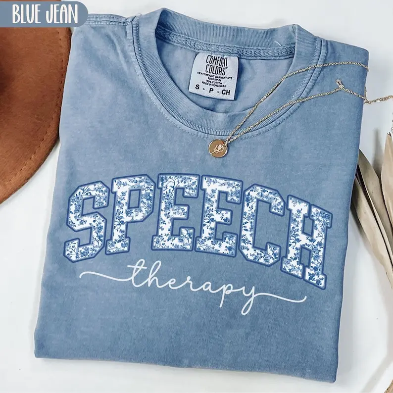 Comfort Colors® Speech Therapy Shirt, Toile de Jouy Speech Language Pathologist Tshirt, Chinoiserie Speech Therapist Gift