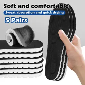 5 Pairs 4D Cloud Insoles for Men and Women, Memory Foam Cloud Insoles Super Soft Anti-Fatigue, Shock Absorption, Relieve Foot Pain(Black,Orange,Gray)
