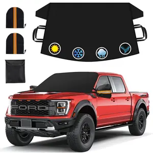 Windshield Cover for Ice and Snow, Thicken Extra Large Size Car Windshield Snow Cover with Side Mirrors Cover, Winter Windshield Covers Windproof Covers Fits Most Sedan SUVs Trucks (81"x 43")