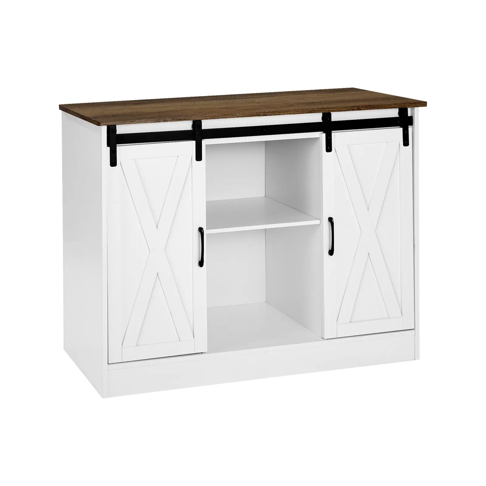 VEVOR Rustic Coffee Bar Cabinet with Barn Doors - Stable 30 kg Capacity Farmhouse Sideboard Buffet, Exquisite Details for Living Room