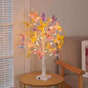 Birch Tree With LED Lights-24 lights,Vintage Glowing Tree,Battery & USB Powered,Perfect for Home Parties, Garden, Living Room, and Office Desk Decor