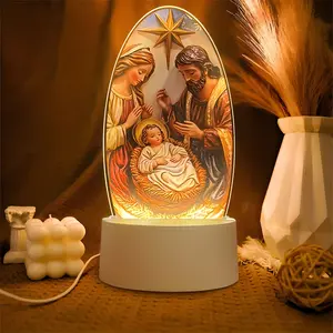 Multicolor Acrylic Night Light, USB Interface Table Lamp, Led Mood Light, Birth Scene Theme, Holiday Celebrations, Eid, Christmas, New Year Gift