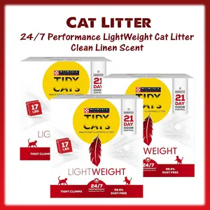 3 Pack Lightweight Clumping Cat Litter, Clean Linen Scent, 24/7 Odor Control Formula, Scoopable Litter, 17 lb Box