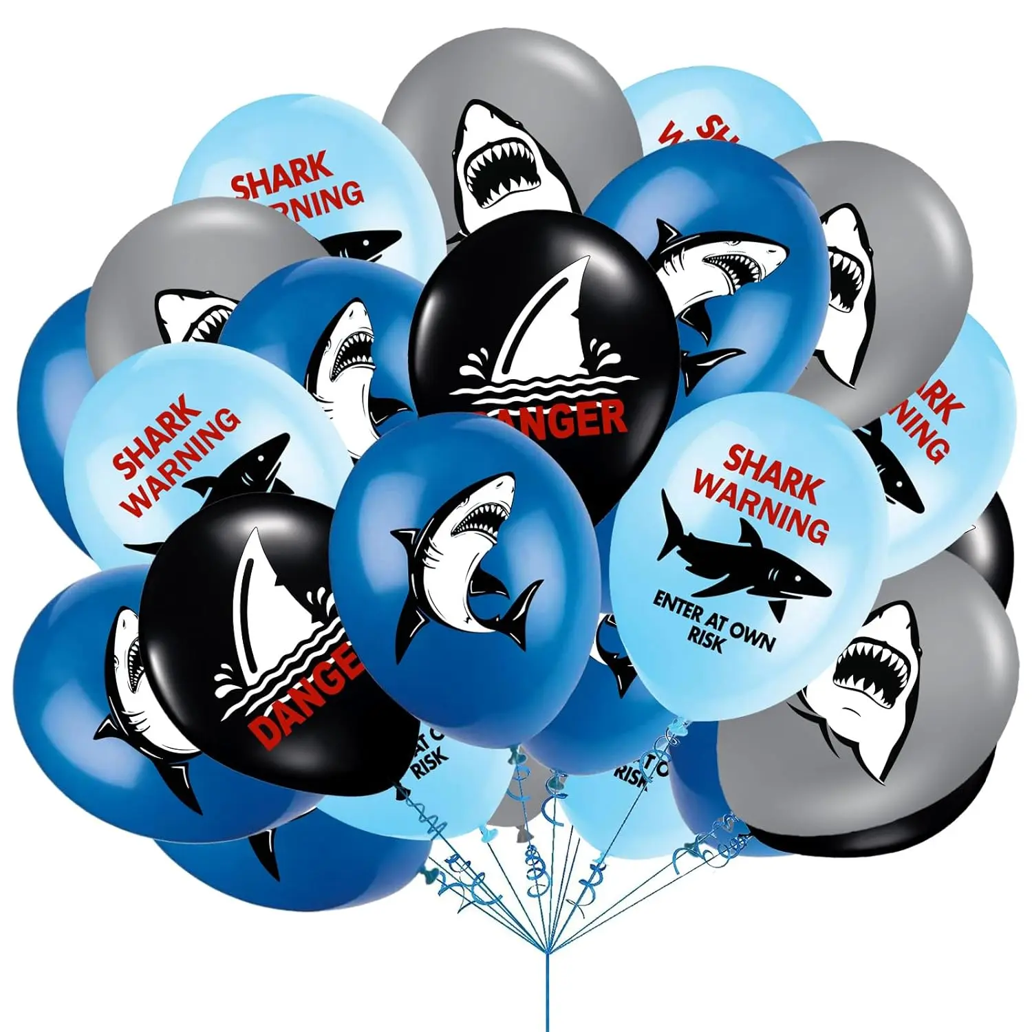 40 Pcs Shark Birthday Balloons Shark Party Balloons Shark Birthday Decorations Blue Ocean Balloons Shark Party Supplies, Shark Birthday Party Supplies