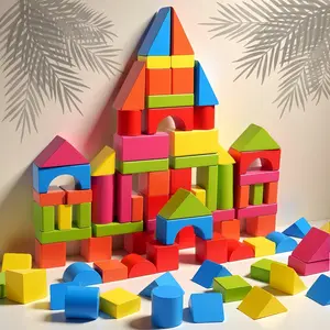 82-Piece Colorful Stem Building Blocks Set, Early Education Wooden Toy for Kids, Geometric Shape Recognition, Creative Play, Perfect Gift, Building Block Sets