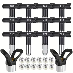 14-Piece Spray Nozzle Set, 12 Reversible Tips + 2 Nozzle Caps, Airless Paint Sprayer Accessories for Latex Paint Application