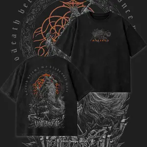 Elden Ring The Black Blade "Maliketh" Graphic Unisex Casual Tee Acid Washed, Dark Anime Streetwear Shirt, Dark Fantasy Game Merch, Vintage Washed Elden Ring T-Shirt, Oversized Otaku Fashion Apparel, Viral Game Shirt for Men & Women Fans