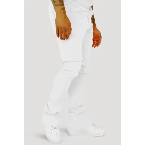 Vortex Stacked Denim Jeans (White)