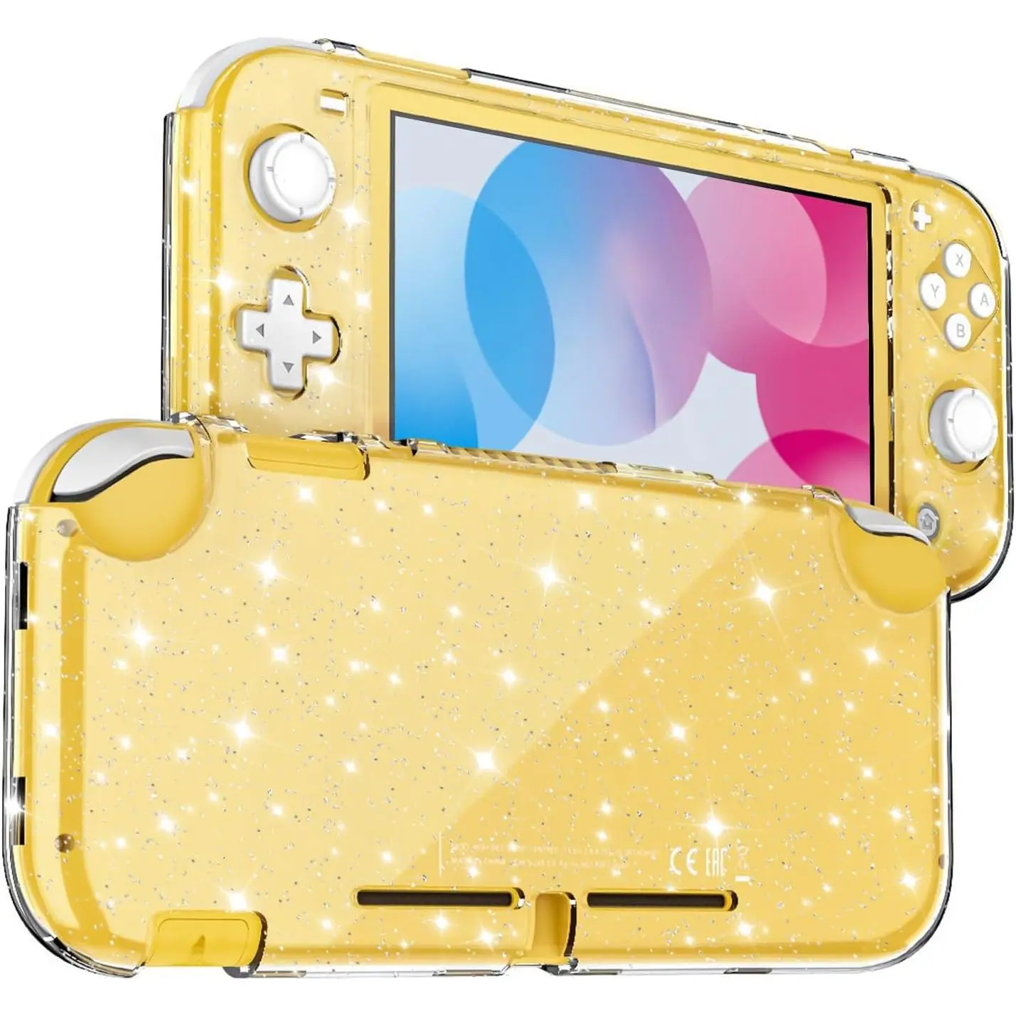 H-79 Lightweight Polycarbonate Protective Case for Nintendo Switch Lite Handheld Gaming Console, Glitter Bling Transparent Hard Cover with Shock Absorber, Anti-Scratch Device - Perfect-Fit Gaming Console Accessory