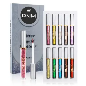 10 Colors Glitter Eyeliner liquid, Metallic Shimmer Glitter Eyeshadow, Long Lasting Waterproof Sparkling Eyeliner Eye Shadow Set for Party Festival Makeup