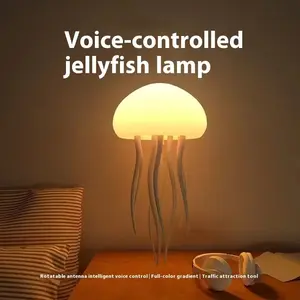 Cross-Border Mushroom-Shaped Voice-Activated Jellyfish Lamp, Colorful Ambient Night Light, USB Rechargeable LED Lights Bedroom, Bedside Jellyfish Mood Lamp & Floating Desktop Decoration Kids Girlfriend Christmas Gift