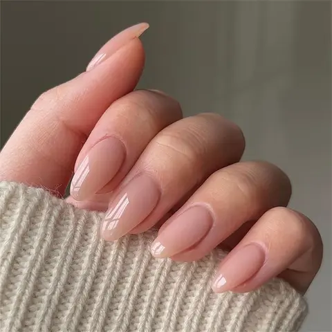 Glossy Drop Shaped French Solid Color Fake Nails with Jelly Glue & Rubbing Strip, 24pcs Artificial Full Covers Nail Art Kit, Gel Nail Stickers, Nail Art Diy, Nail Set