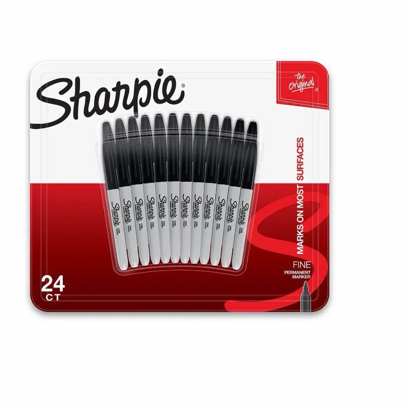 Sharpie Permanent Marker, Fine Tip, Black, 24 Count