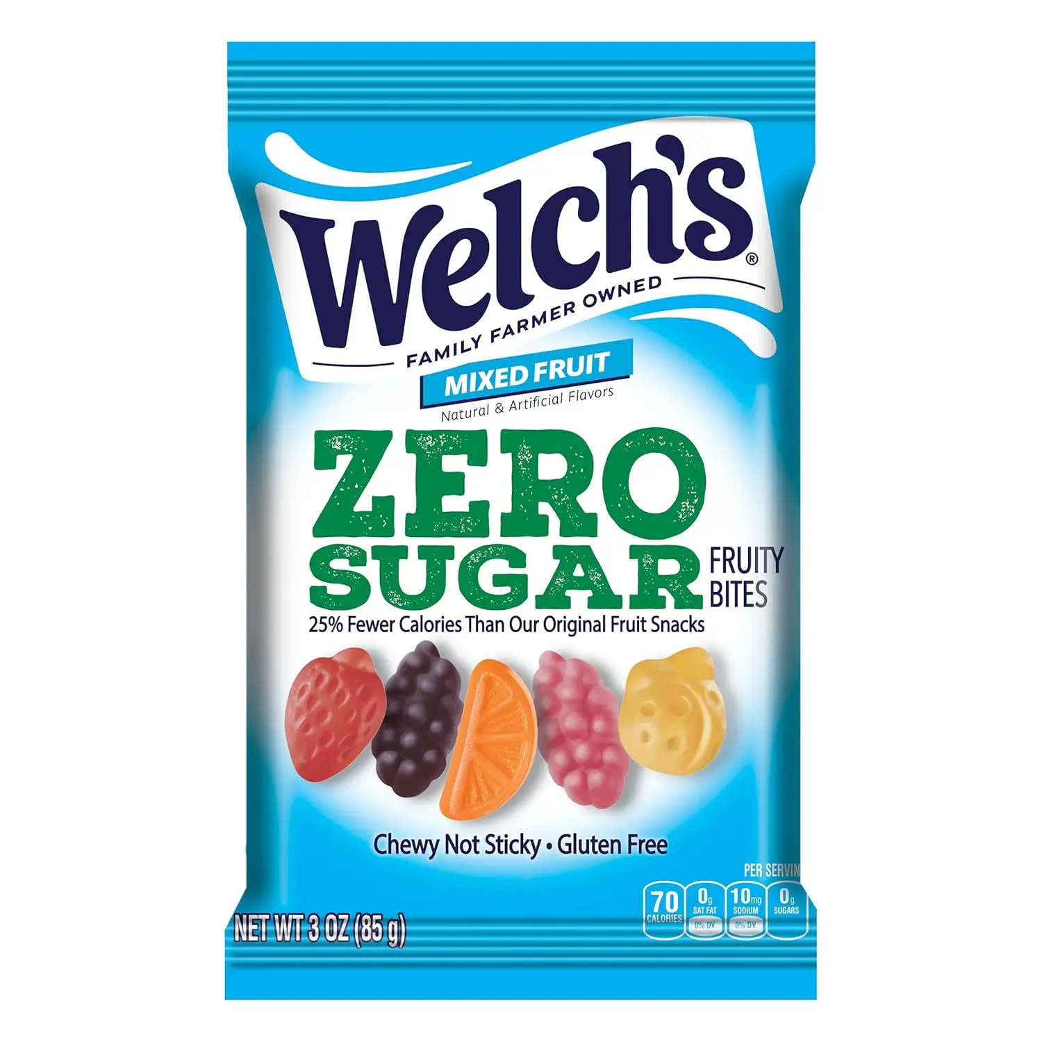 Welch's 0 Sugar Fruity Bites - Mixed Fruit Flavor, 3 oz Chewy Fruit Snack Pack
