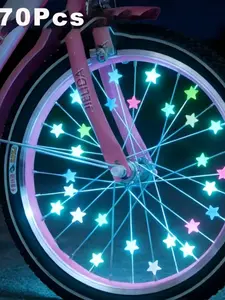 70 pieces of luminous spoke bead hubcaps - featuring glowing star-shaped wheel decorations, suitable for night riding, various types of wheels, and as festive gifts for cycling enthusiasts, for maintenance and decoration, Bicycle Parts