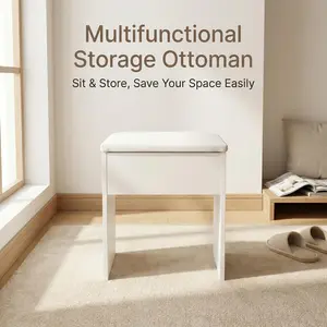 Cute Vanity Stool with Hidden Storage for Small Bedrooms