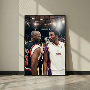 Michael & Kobe Poster, Vintage Basketball Wall Art Print, NBA Legends Sports Decor for Man Cave, Basketball Fan Gift
