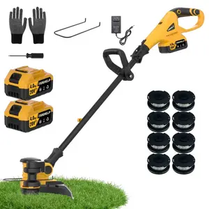 Firenheip 3-in-1 21V Cordless Grass Trimmer + Edger + Hedge Trimmer (with 8/5-inch spool). Ideal household lawn and garden trimming tool with automatic line feed function. Comes with two 4.0Ah high-capacity batteries, fast charger, and lightweight body.