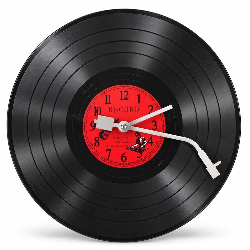 Retro Vinyl Record Wall Clock, 11.8 in Battery Operated Music Room Decor, Lightweight Durable Wall Art Gift for Living Room Bedroom,summervibes