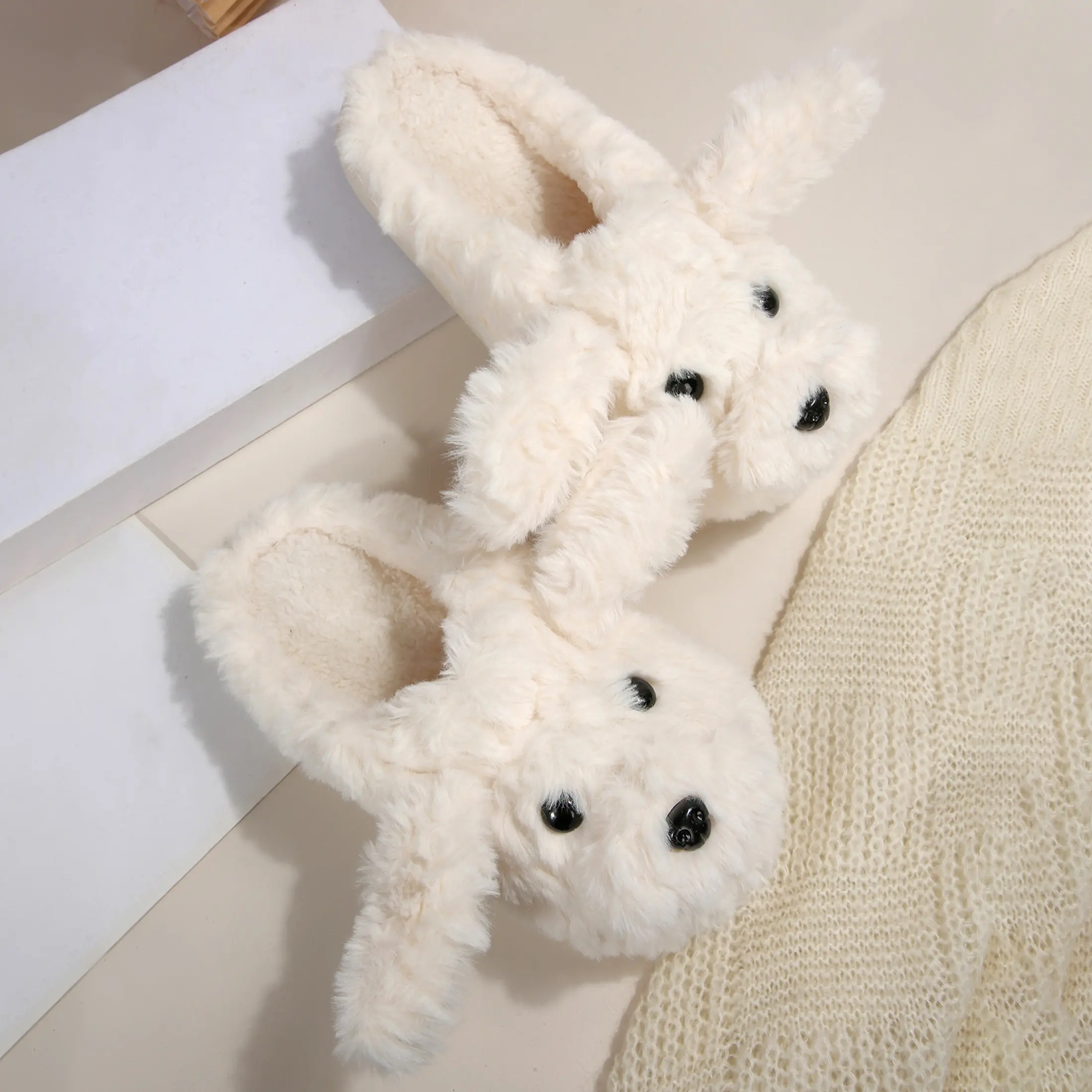 Ladies' Warm Furry Slippers with Teddy Bear Look - Ideal for Home Wear Indoor Outdoor Shoes
