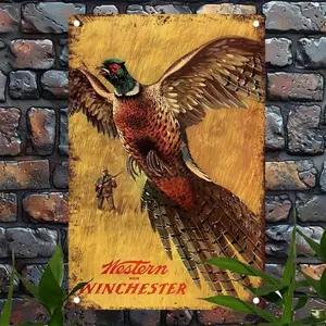 Vintage Western Aluminum Sign – Winchester Pheasant Hunting Retro Poster Decor