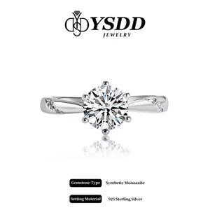 【#251】Classic 6-prong Engagement Synthetic Moissanite Ring in S925 1Carat