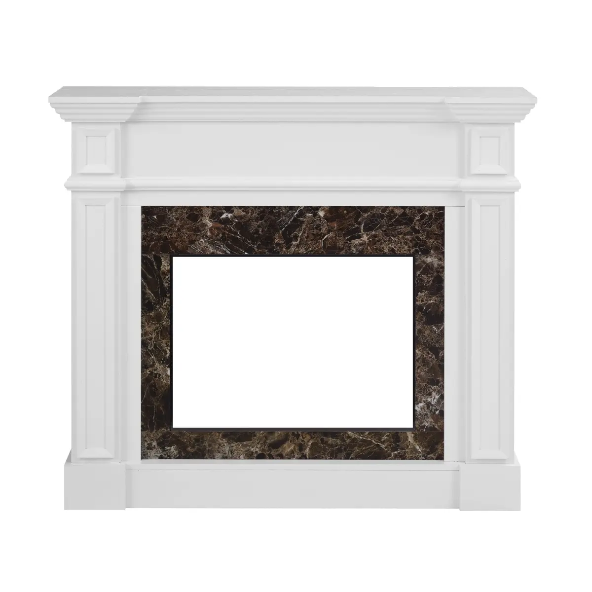 White Smooth Decorative Rectangle MDF Home Fireplace Mantel, 45.6"w*11.8"d*40"h Dimensions, 23" Fireplace Not Included, 60.50 Lbs, Adjustable Intensity