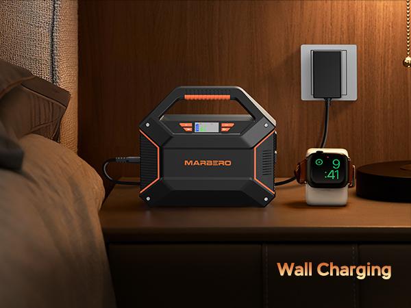 MARBERO 155Wh Solar Generator with 30W Solar Panel Portable Power Station 2 x 100W  AC Outlets(150W Surge) 9 Output Ports Built-in Flashlight for Home Camping Hurricane Emergency