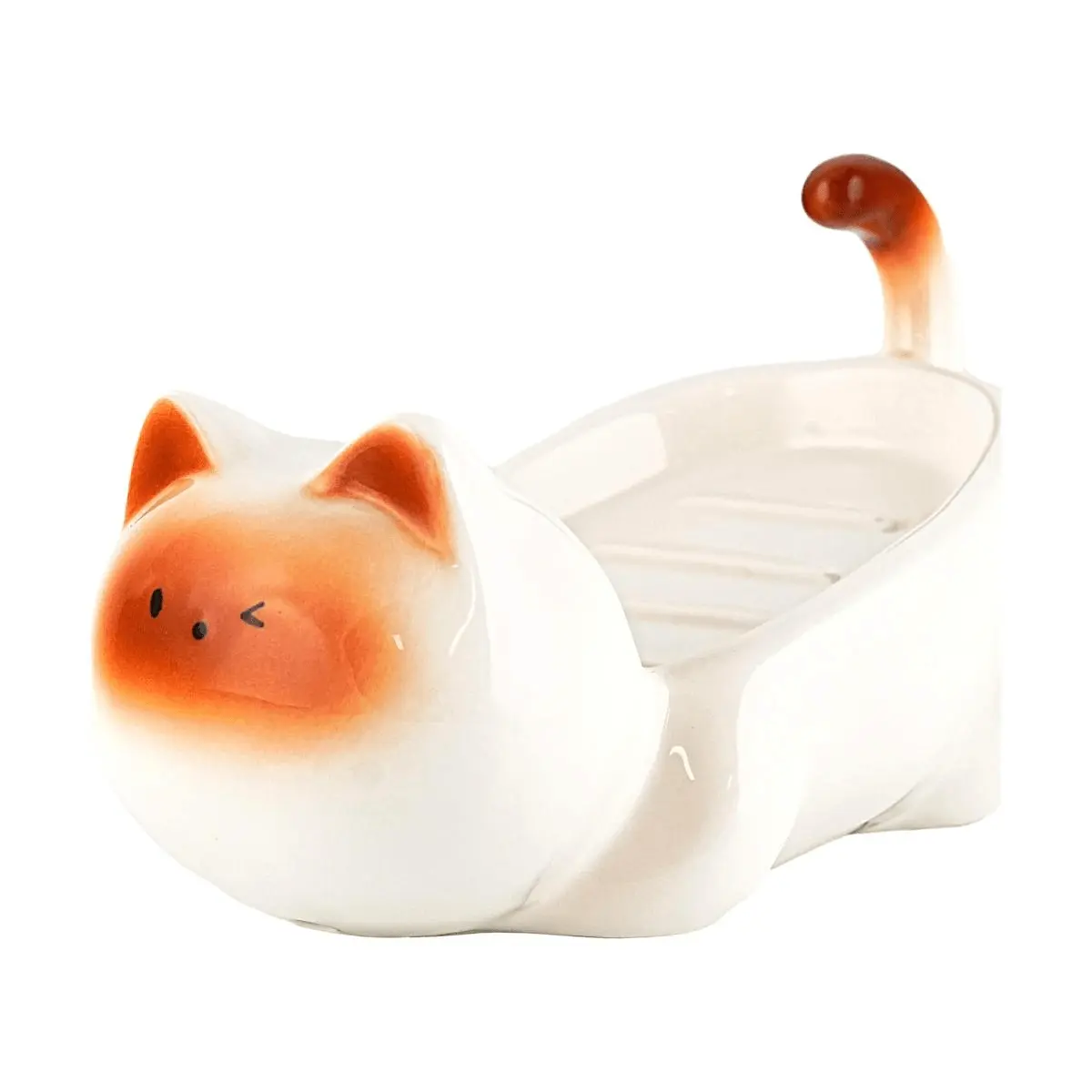 GLAZE STORY Minimalist Ceramic Soap Dish Holder - White Bathroom Organizer, Draining Tray for Bar Soap, 16x9cm