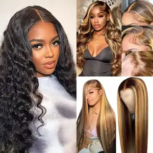 TU【Combo sale 28"&22"&22"】" get 3 wig'' 13x4 Deep Wave & Body Wave & Straight Lace Front Wigs Human Hair 180% Density Human Hair Wigs for Black Women