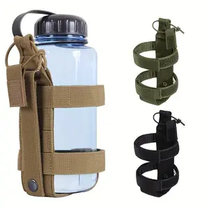 1pc Adjustable Water Bottle Cover, Portable Solid Color Cup Holder For Outdoor Hiking, Climbing, Camping, Drink Carrier In Cup Holders