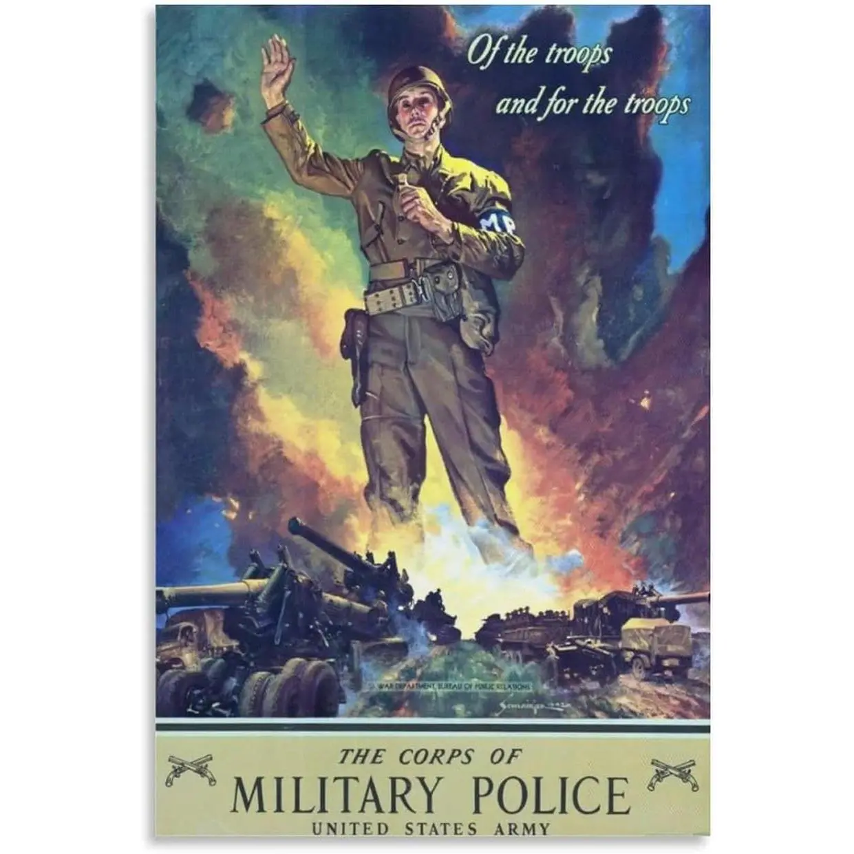 Vintage Poster 1942 Military Police US Army Vintage Printed Canvas Living Room Bedroom Home Decoration Wall Art Poster Decorative Canvas Wall Art Living Room Posters Bedroom