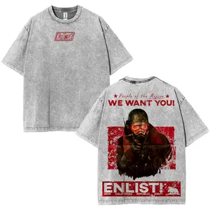 Fallout New Vegas NCR Ranger New California Republic Enlistment Game Shirt Graphic Shirt - Double-Sided Print, Oversized Washed Vintage Fit | Gear up like the legendary Desert Ranger Cotton Menswear men tees
