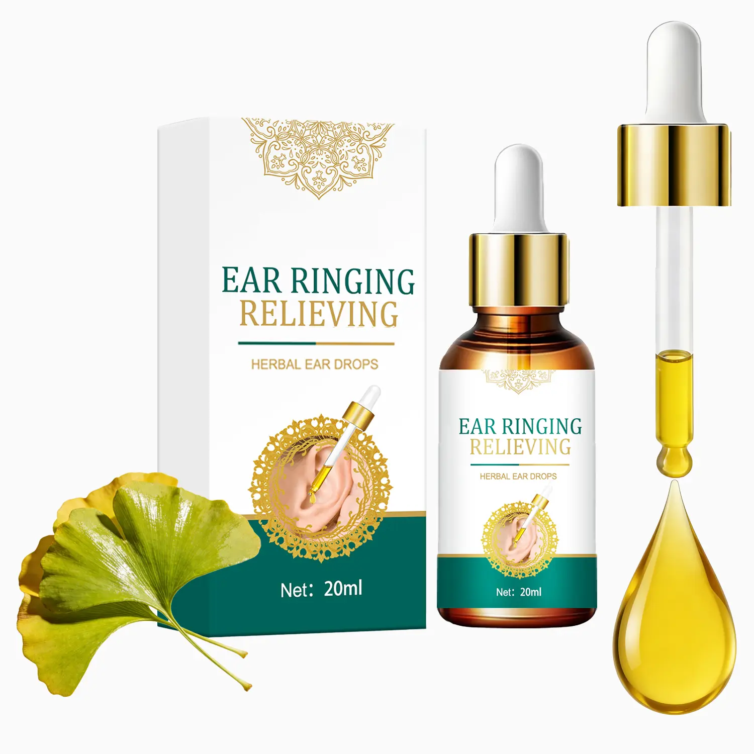 TrueRelief Ginkgo Biloba Ear Drops - Ginkgo Herbal Care Liquid for Tinnitus Relief, 36-Month Shelf Life, Daily Gentle Ease, Soothes Ear Itch, Reduces Pressure, Cleans Wax, 20ml Single Item, Contains Neither Irritants Nor Harsh Chemicals
